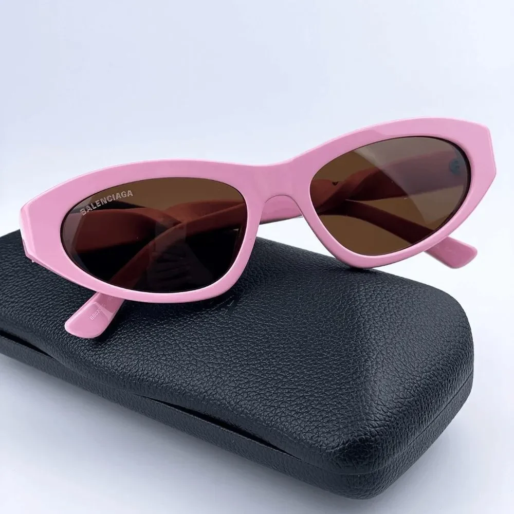 SALE! NEW Balenciaga BB0207S 004 Pink Brown Cat Eye Unisex Sunglasses